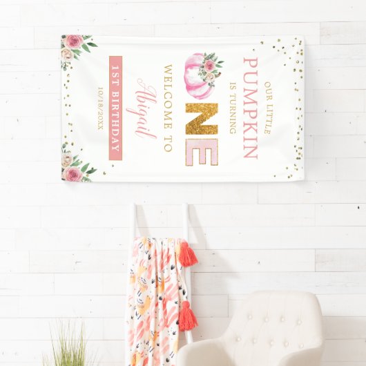 リトルカンプキンピンクフローラ1st誕生日へようこそ 横断幕 (インサイチュ)