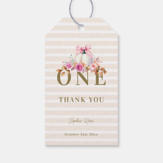 リトルカンプキンピンクボウバラ1stエレガント誕生日 ギフトタグ (裏面)