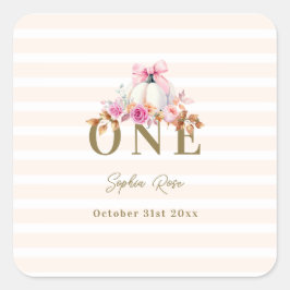 リトルカンプキンピンクボウバラ1stエレガント誕生日 スクエアシール