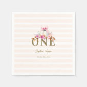 リトルカンプキンピンクボウバラ1stエレガント誕生日 スタンダードカクテルナプキン (正面)