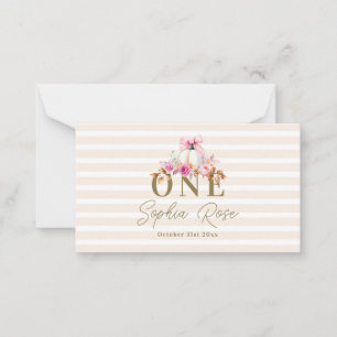 リトルカンプキンピンクボウバラ1stエレガント誕生日 ノートカード