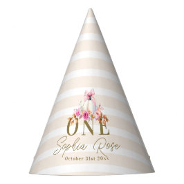 リトルカンプキンピンクボウバラ1stエレガント誕生日 パーティーハット