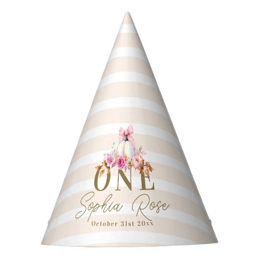 リトルカンプキンピンクボウバラ1stエレガント誕生日 パーティーハット (正面)