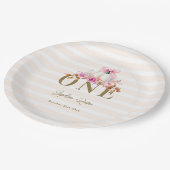 リトルカンプキンピンクボウバラ1stエレガント誕生日 ペーパープレート (アングル)