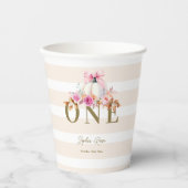 リトルカンプキンピンクボウバラ1stエレガント誕生日 紙コップ (正面)