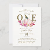 リトルカンプキンピンクローゼス1stエレガント誕生日 招待状 (正面)