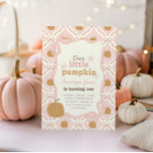 リトルカンプキンピンク名門私立校風のコケット1歳の誕生日 招待状