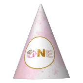 リトルカンプキンピンク金ゴールドフローラガール1st誕生日 パーティーハット (正面)