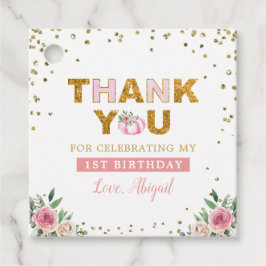 リトルカンプキンピンク金ゴールドフローラガール1st誕生日 フェイバータグ