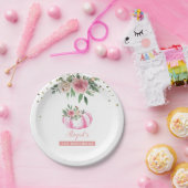 リトルカンプキンピンク金ゴールドフローラガール1st誕生日 ペーパープレート (パーティー)