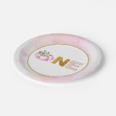 リトルカンプキンピンク金ゴールドフローラガール1st誕生日 ペーパープレート (アングル)