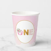 リトルカンプキンピンク金ゴールドフローラガール1st誕生日 紙コップ (正面)
