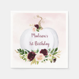 リトルカンプキンピンク金ゴールドブルゴーニュ誕生日 スタンダードカクテルナプキン