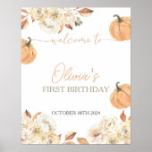 リトルカンプキンファースト誕生日ウェルカムサイン ポスター (正面)