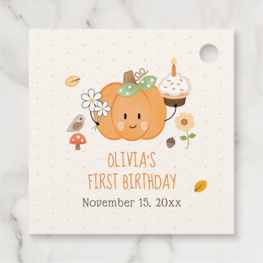 リトルカンプキンファースト誕生日ガールメッセージカード フェイバータグ (裏面)