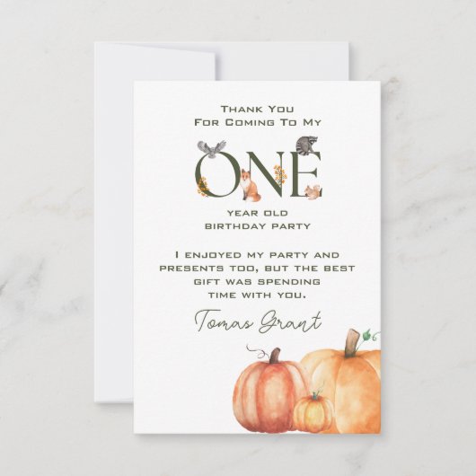 リトルカンプキンファースト誕生日サンキューカード サンキューカード (正面)