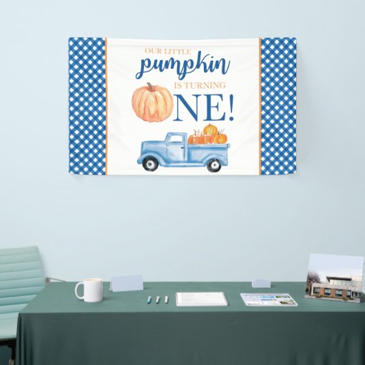 リトルカンプキンファースト誕生日ブルートラックプレイド 横断幕 (トレードショー)