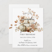 リトルカンプキンファースト誕生日招待状 – ハロー 招待状 (正面/裏面)