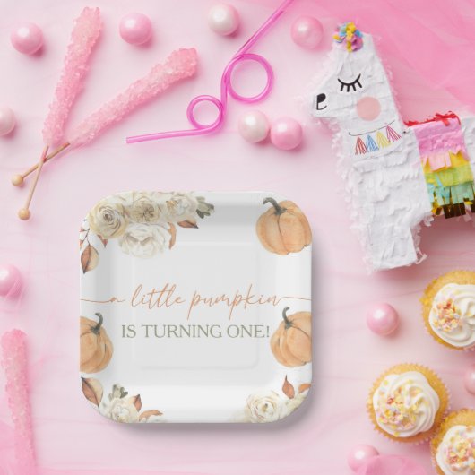 リトルカンプキンファースト誕生日 ペーパープレート (パーティー)