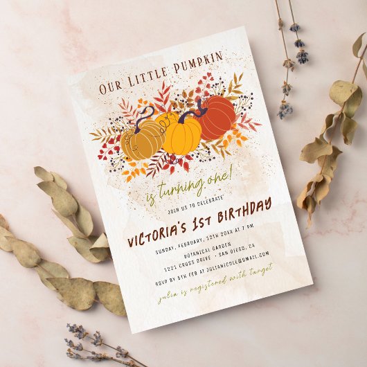 リトルカンプキンフレッシュファームフォトファースト誕生日 招待状