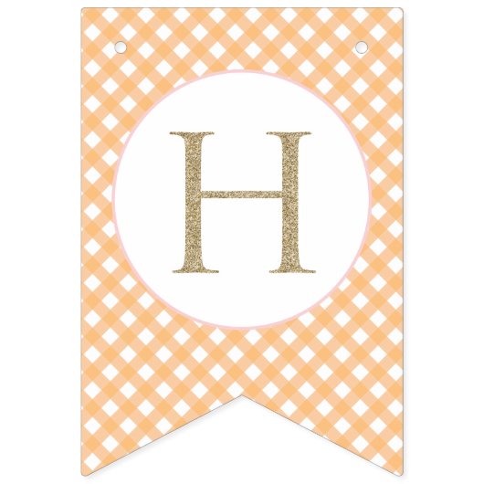 リトルカンプキンフローラオレンジプレイド最初の誕生日 バンティングフラッグ (第2の旗)