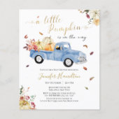 リトルカンプキンブルートラックベビーシャワー招待状 (正面)