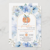 リトルカンプキンブルーフローラガーデン秋ベビーシャワー 招待状 (正面/裏面)