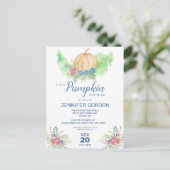 リトルカンプキンブルーフローラベビーシャワー招待状 ポストカード (スタンド正面)