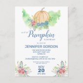 リトルカンプキンブルーフローラベビーシャワー招待状 ポストカード (正面)