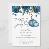 リトルカンプキンブルーフローラ誕生日 招待状 (正面)