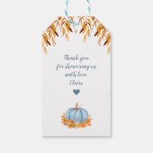 リトルカンプキンブルーボーイベビーシャワーメッセージカード ギフトタグ (裏面)