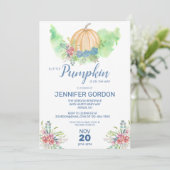 リトルカンプキンブルー秋フローラボーイベビーシャワー 招待状 (スタンド正面)