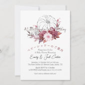 リトルカンプキンベビーガールシャワーブルゴーニュ秋ボホ 招待状 (正面)