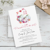 リトルカンプキンベビーガールシャワー秋リーフリース 招待状