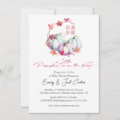 リトルカンプキンベビーガールシャワー秋リーフリース 招待状 (正面)