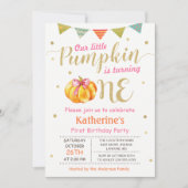 リトルカンプキンベビーガールファースト誕生日パーティー 招待状 (正面)