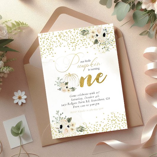 リトルカンプキンベビーガールファースト誕生日 招待状