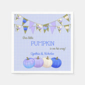 リトルカンプキンベビーシャワーブルーアイボリーラベンダー スタンダードカクテルナプキン (正面)