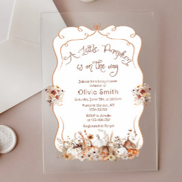 リトルカンプキンボホフローラベビーシャワー アクリル招待状