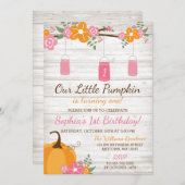 リトルカンプキンメイスンジャーズ秋ガールファースト誕生日 招待状 (正面/裏面)