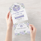 リトルカンプキンラベンダーバラベビーシャワー オールインワン招待状 (貼ってはがせる)