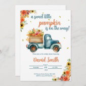 リトルカンプキンヴィンテージブルートラック&秋フローラ 招待状 (正面/裏面)