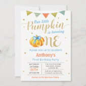 リトルカンプキン男の赤ちゃんファーストバースデーパーティー 招待状 (正面)