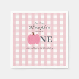 リトルカンプキン秋パステルピンクファースト誕生日 スタンダードカクテルナプキン