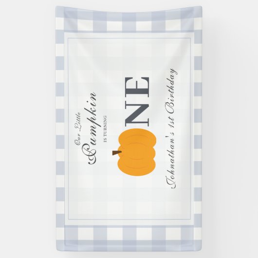 リトルカンプキン秋パステルブルーファースト誕生日 横断幕 (縦)