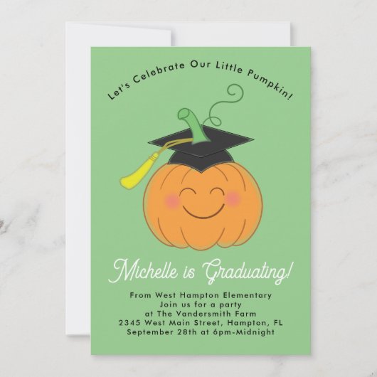 リトルカンプキン秋小学校の卒業式パーティー 招待状 (正面)