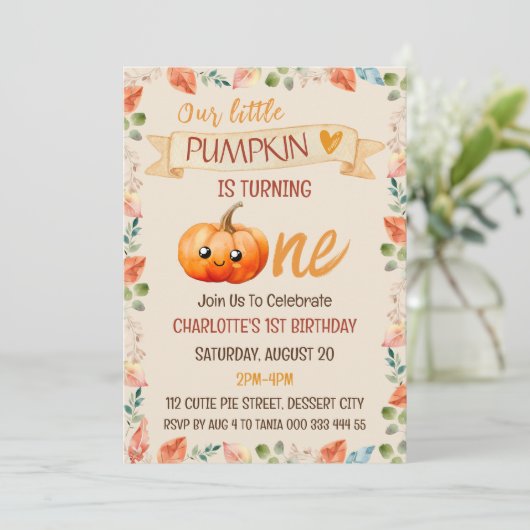 リトルカンプキン1stファーストバースデーパーティー秋 招待状 (スタンド正面)