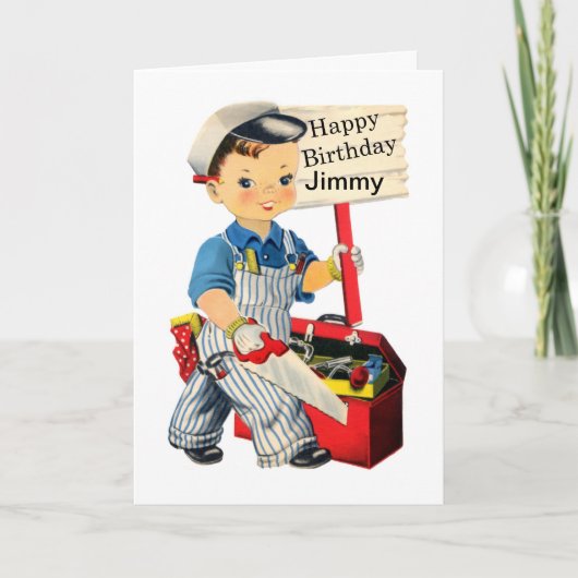 リトルカーペンター誕生日カードパーソナライズ名 カード (正面)