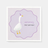 リトルガチョウGingham最初の誕生日 スタンダードカクテルナプキン (正面)