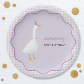 リトルガチョウGingham最初の誕生日 ペーパープレート
